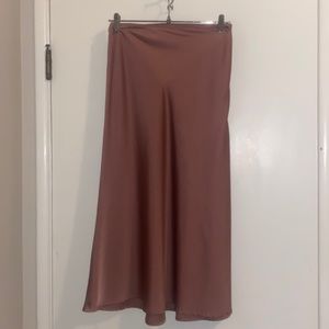 Pink Satin Zara Midi Skirt
